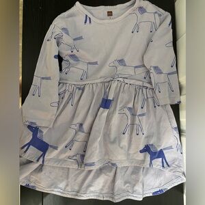 Tea Collection Dress with Blue Horse Print